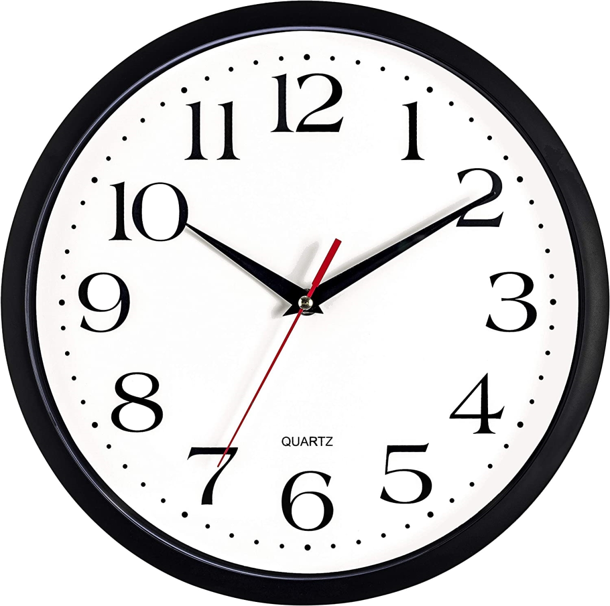 12 in. Silent Smooth Motion Non-Ticking Black Wall Clock, Black