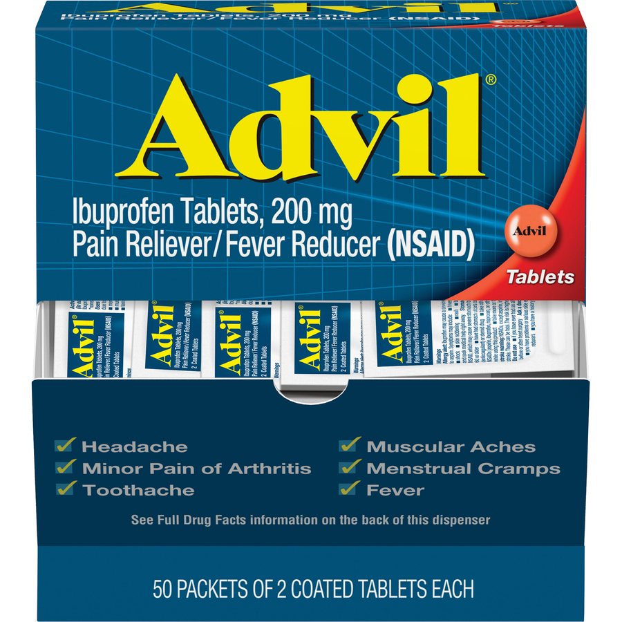 Picture of GlaxoSmithKline GKC15489 200 mg Advil Ibuprofen Tablets, Blue- Pack of 2
