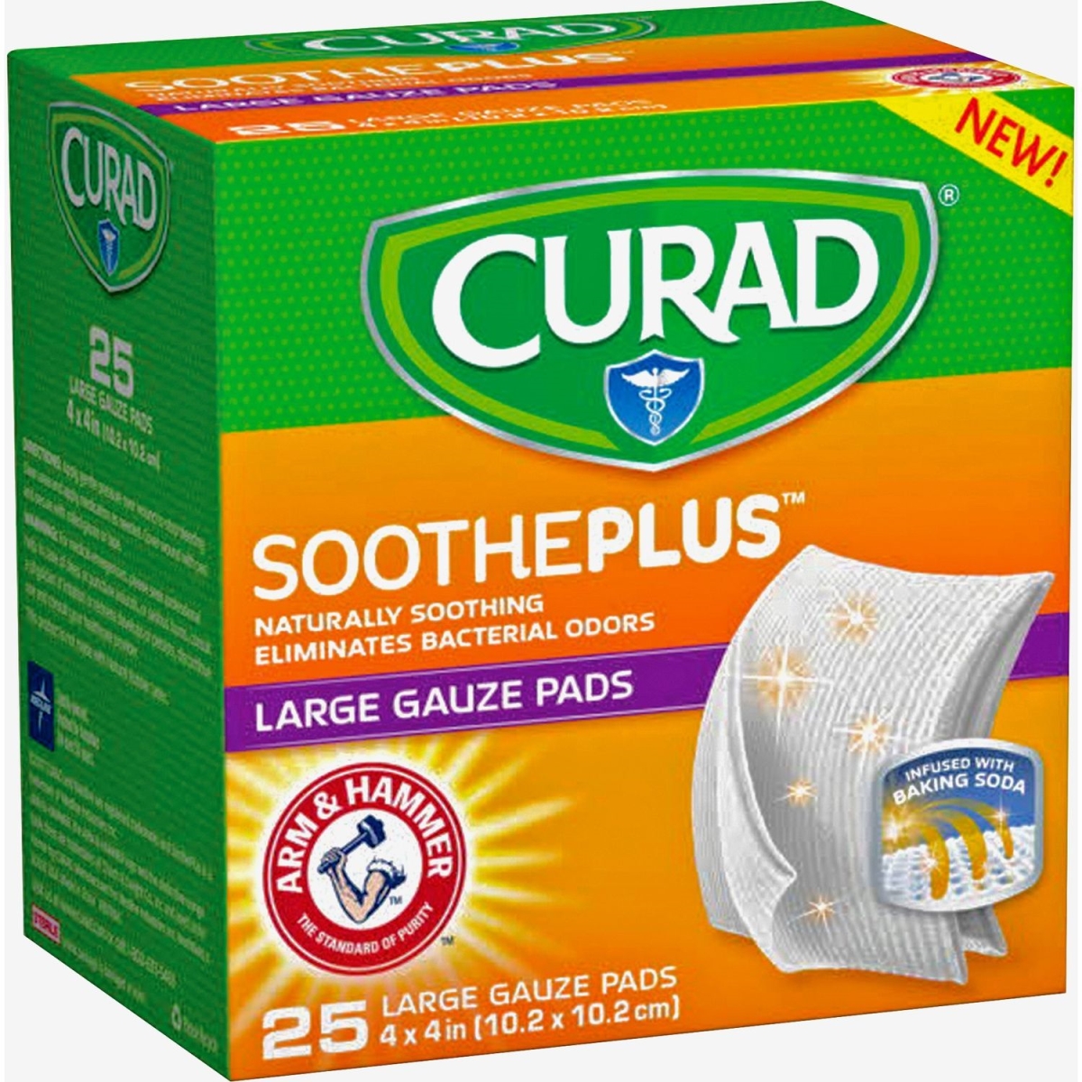 MIICUR204425AH SoothePlus Medium Non-stick Pads, White - 25 Count