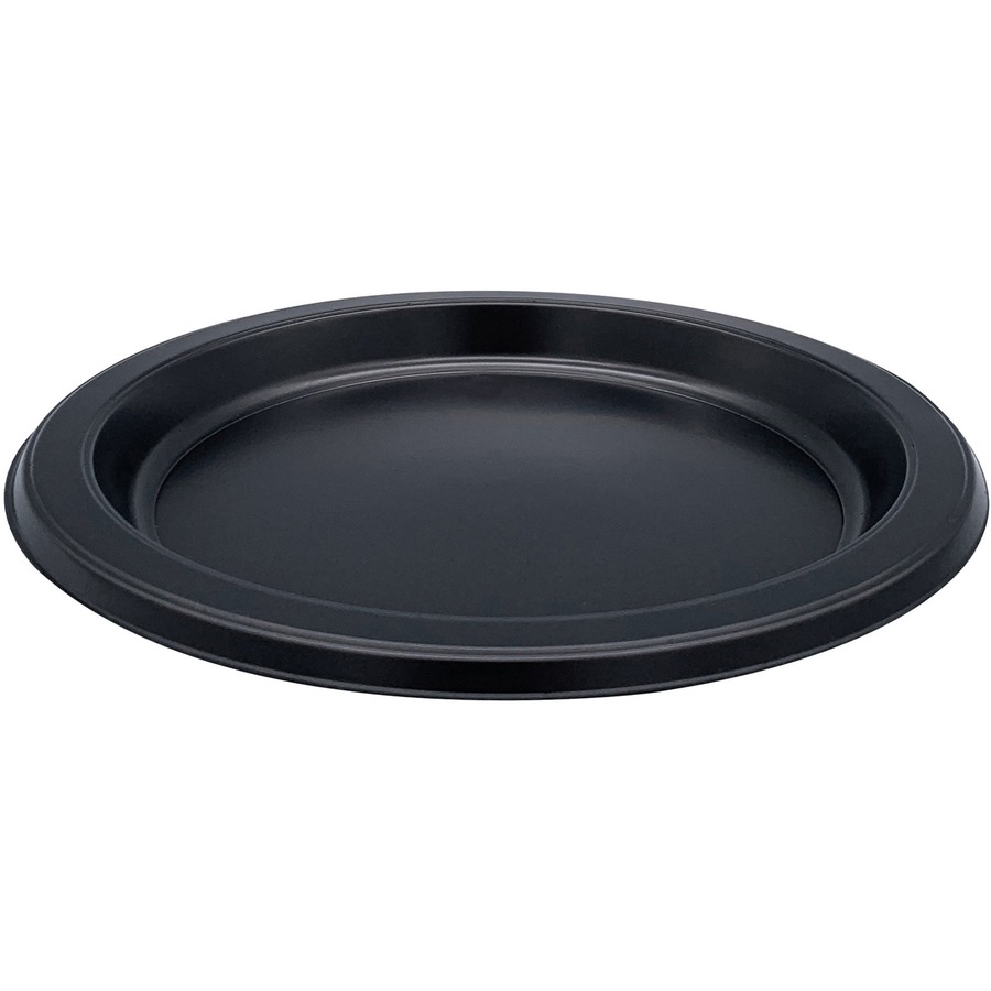 7 in. Round Plastic Plates, Black - Pack of 125