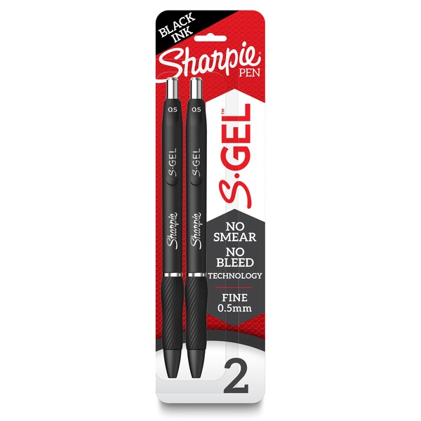 PAP2097013 0.7 mm Profile Retractable Gel Pens, Black - Pack of 2