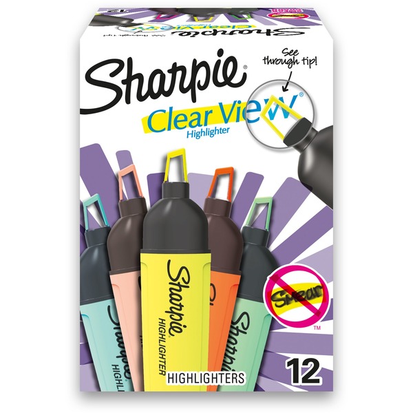 Sharpie SAN2149296 Clear View Highlighter, Assorted Color - Pack of 12