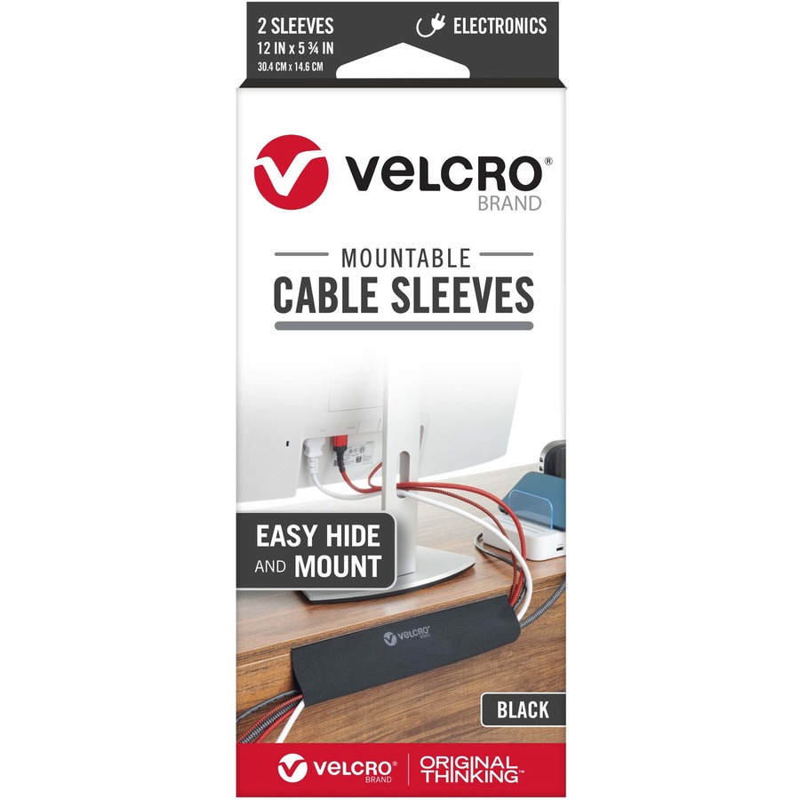 cloth hook and eye  5.75 x 12 in. Mountable Cable Sleeves - Black - Pack of 2