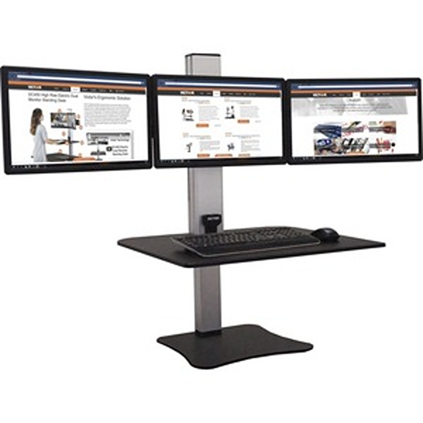 VCTDC475 23 in. High Rise Electric Triple Monitor Standing Desk, Black -  VICTOR