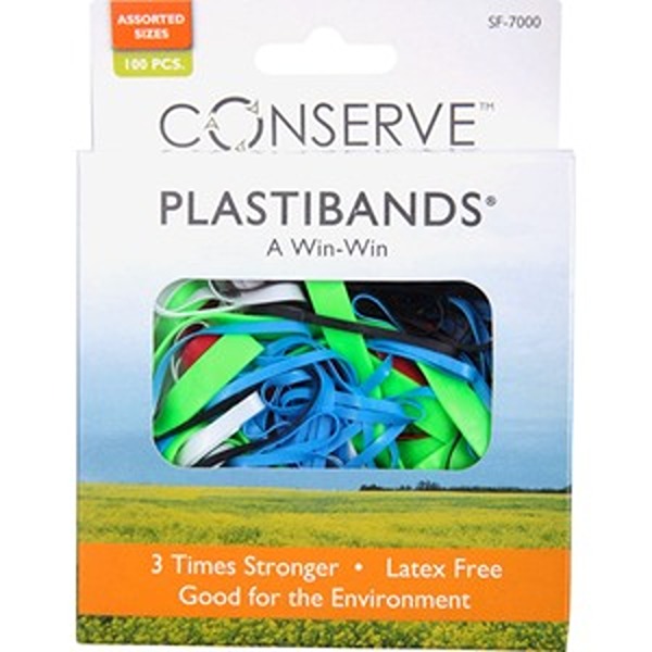 BAUSF7000 Latex Free Plastic Bands, Assorted Color - 100 Count