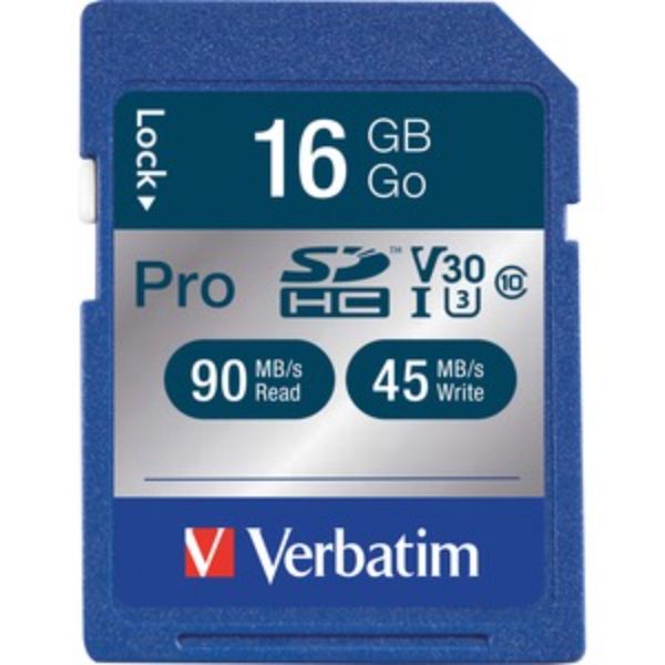 Picture of Verbatim VER98046 16GB SDHC U3 Pro Memory Card