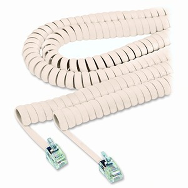 SOF42260 Modular Plug Handset Coil Cord, Beige - Pack of 25