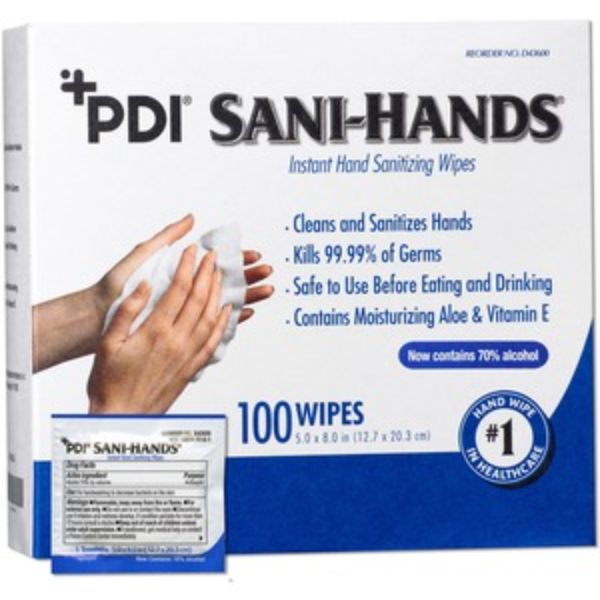 D43600 Sani-Hands Instant Hand Sanitizing Wipes - Pack of 100 -  PDI, PDID43600