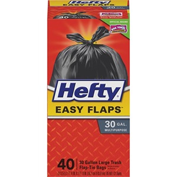 RFPE27744 30 gal Black Easy Flaps Trash Bags - Pack of 40