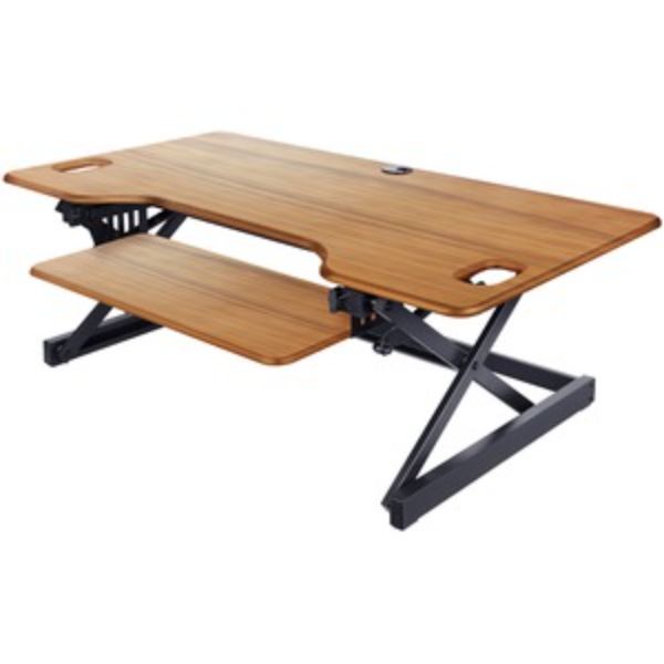 RCLRDADRT46 46 in. Deluxe Sit Stand Desk Riser, Teak
