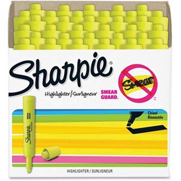 Sharpie SAN1920938 Chisel Marker Point Style Accent Highlighter, Fluorescent Yellow - Pack of 36