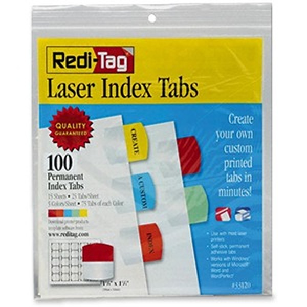 RTG33120 Laser Assorted Color Index Tab Refill, Pack of 100