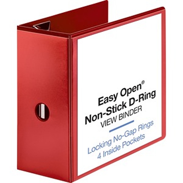 View Binder, D-ring, 5in Capacity, 8-1/2inx11in, Red
