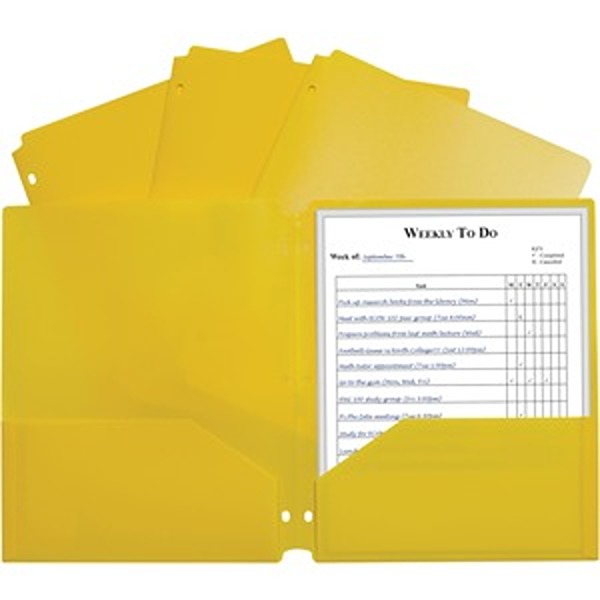 C-Line CLI33936 Heavy Weight 3 Hole Yellow Poly Portfolio, Pack of 25