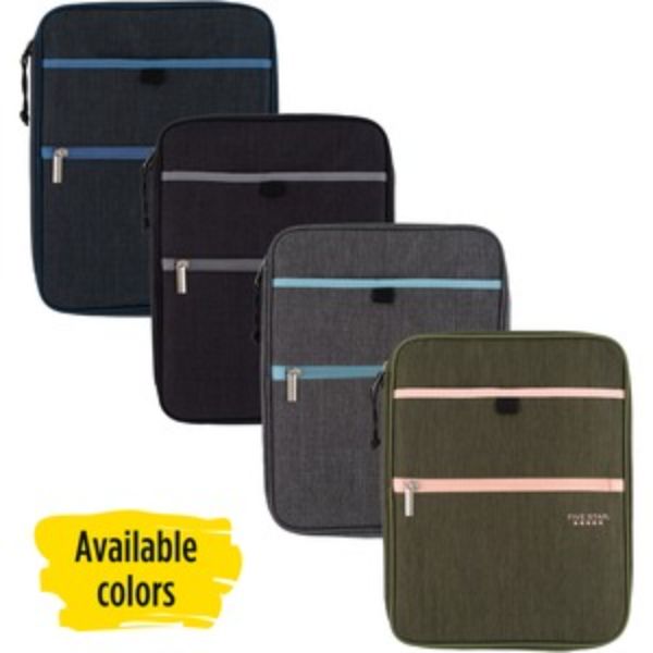 Binder, w/Zipper/Pockets, 225 Sht Cap, 12-3/4inx9-3/4in, Multi