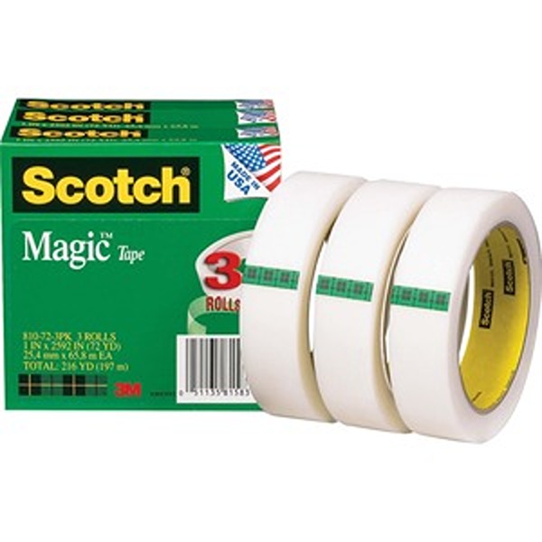 1 in. x 2592 Yards Invisible Tape Roll, Pack of 3