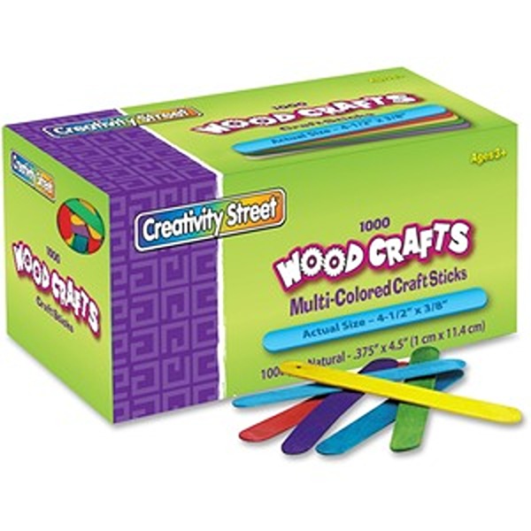 PAC377502 Bright Hues Wood Craft Stick, Assorted Color - 1000 Piece -  Creativity