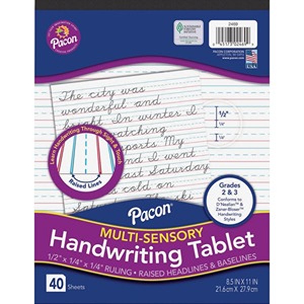 Pacon PACP2469 Sensory Ruled Write Tablet, 40 Sheet
