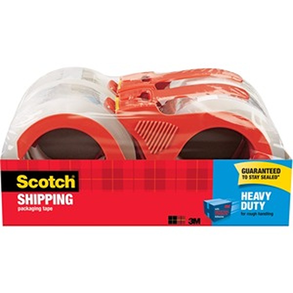 Packaging Tape with Dispenser, Pack of 4