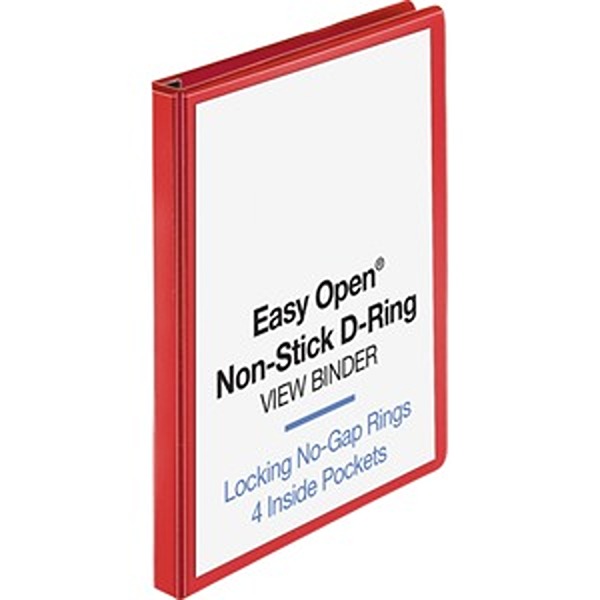 View Binder, D-ring, 1in Capacity, 8-1/2inx11in, Red