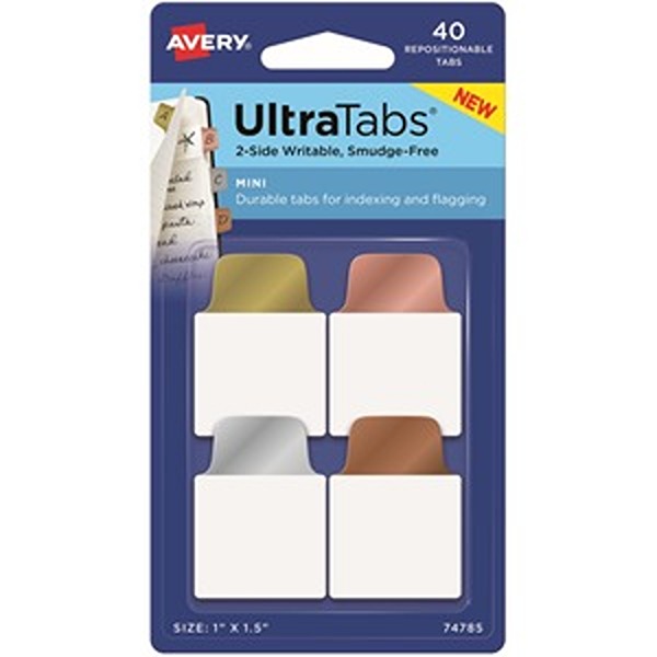 AVE74785 1 x 1.5 in. Metallic Report Tab, Pack of 40