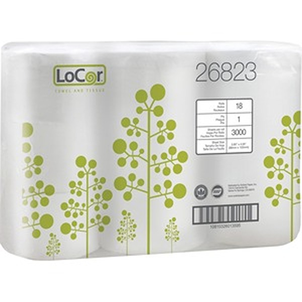 Picture of LoCor SOL26823 1 Poly Bath Tissue, 3000 Sheet per Roll - Pack of 3