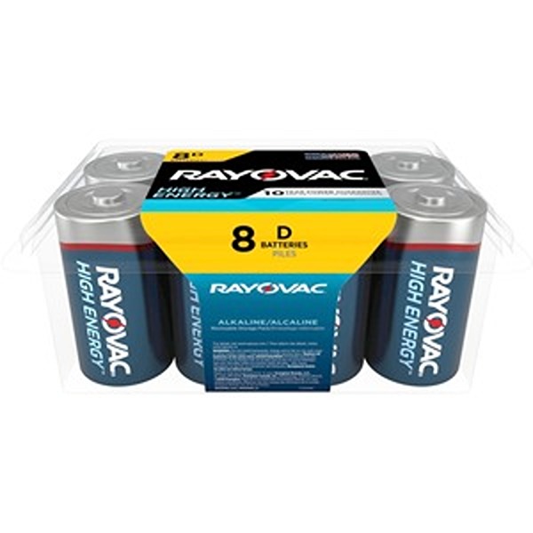RAY8138PP Alkaline High Energy D Battery, Pack of 8