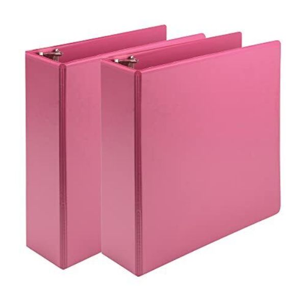 3 in. Plant-Based Durable 3 Ring View Binders - Berry Pink - Pack of 2