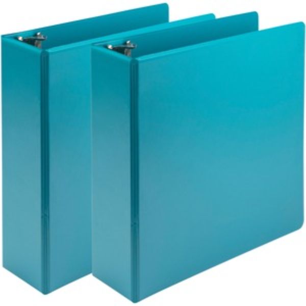 3 in. Earths Choice Plant-Based Durable 3 Ring View Binders, Turquoise - Pack of 2