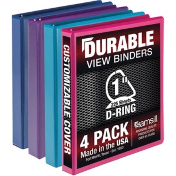 SAMMP46439 1 in. Durable View D-Ring Binder, Fashion Assorted Color - Pack of 4