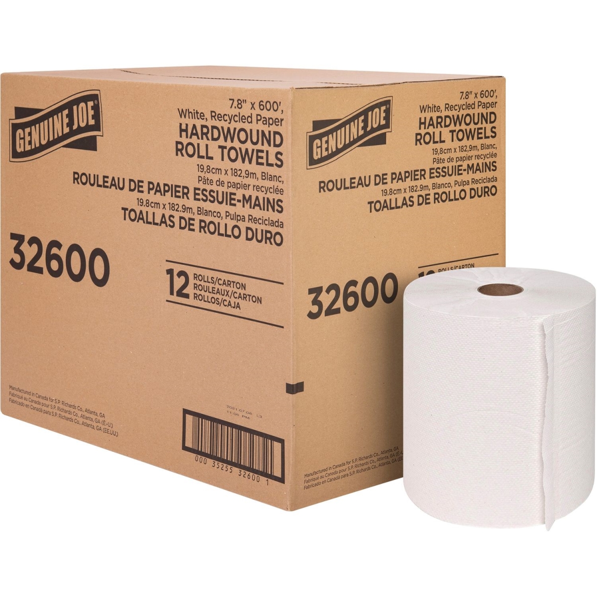 8 in. x 600 ft. Hardwound Roll Towels, White