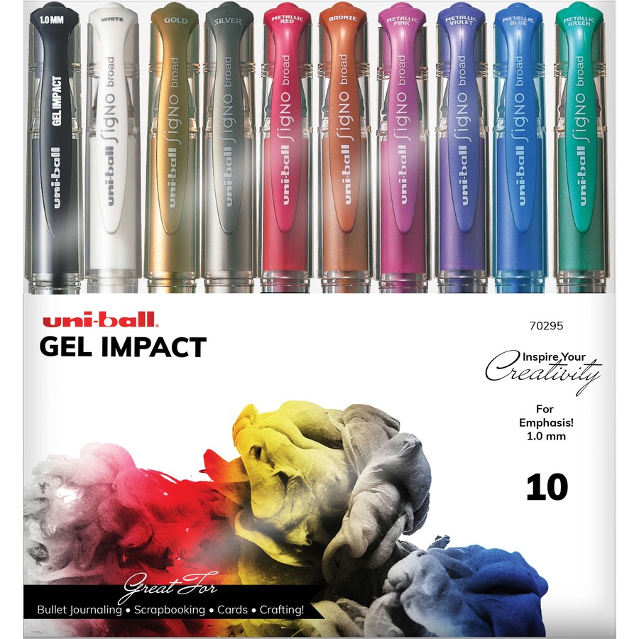 Picture of Uniball UBC70295 1 mm Gel Impact Metallic Ink Pen, Assorted Color - Pack of 10