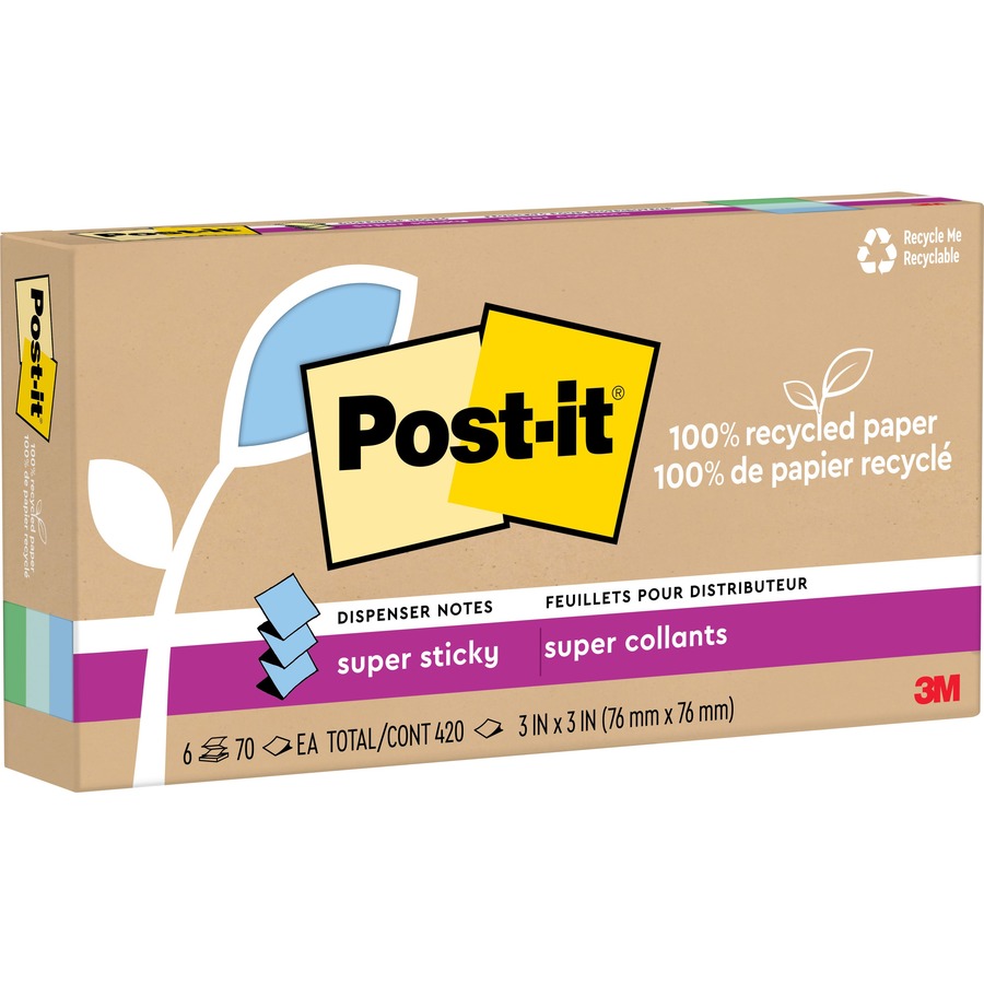 MMMR330R6SST 3 x 3 in. Post-it Super Sticky Adhesive Note, Assorted Oasis - Pack of 12