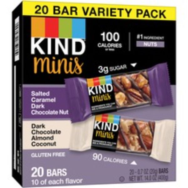 Picture of Kind KND43012 Minis Multi PBDC Dark Chocolate Almond & Coconut Nut Bars - Pack of 20