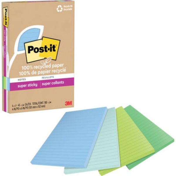 MMM4621R4SST 4 x 6 in. Post-it Super Sticky Adhesive Note, Assorted Oasis - Pack of 4