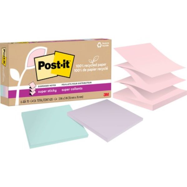 MMMR330R6SSNRP 3 x 3 in. Post-it Super Sticky Adhesive Note  Assorted Wanderlust Pastel - Pack of 6