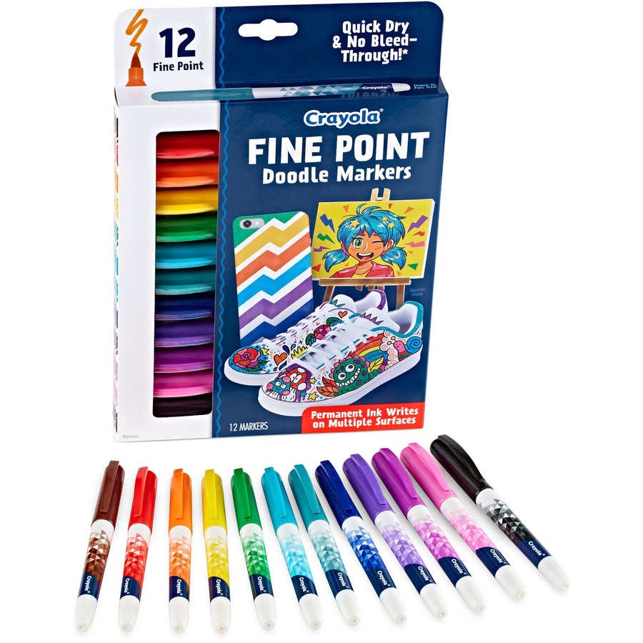 Crayola CYO588312 Fine Point Doodle Marker, Multi Color - Pack of 12