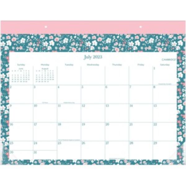 Picture of ACCO Brands AAG1668704A 1.25 x 1.75 in. Cambridge Pippa Academic Desk Pad Calendar - Academic - Monthly - 12 Month - July 2023 - June 2024 - 1 Month Single Page Layout&#44; Blue&#44; Green & Pink