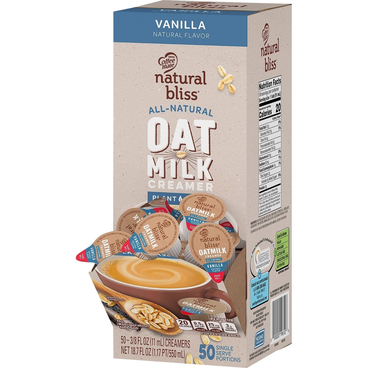 Picture of Nestle S.A NES19891CT Coffee Mate Oat Milk Vanilla Liquid Creamer Singles - 50 Count - Pack of 4