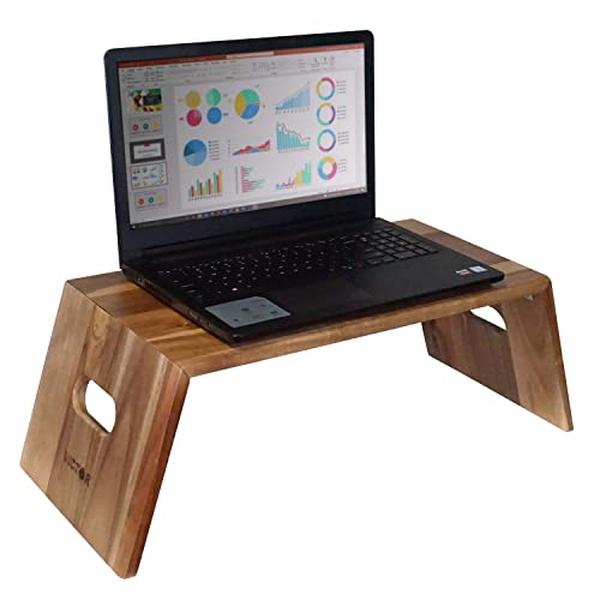 High Rise Foldable Acacia Wood Laptop Stand