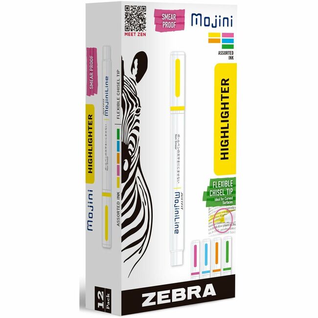 Pen Mojini Single Ended Highlighters, Assorted Color - Pack of 12