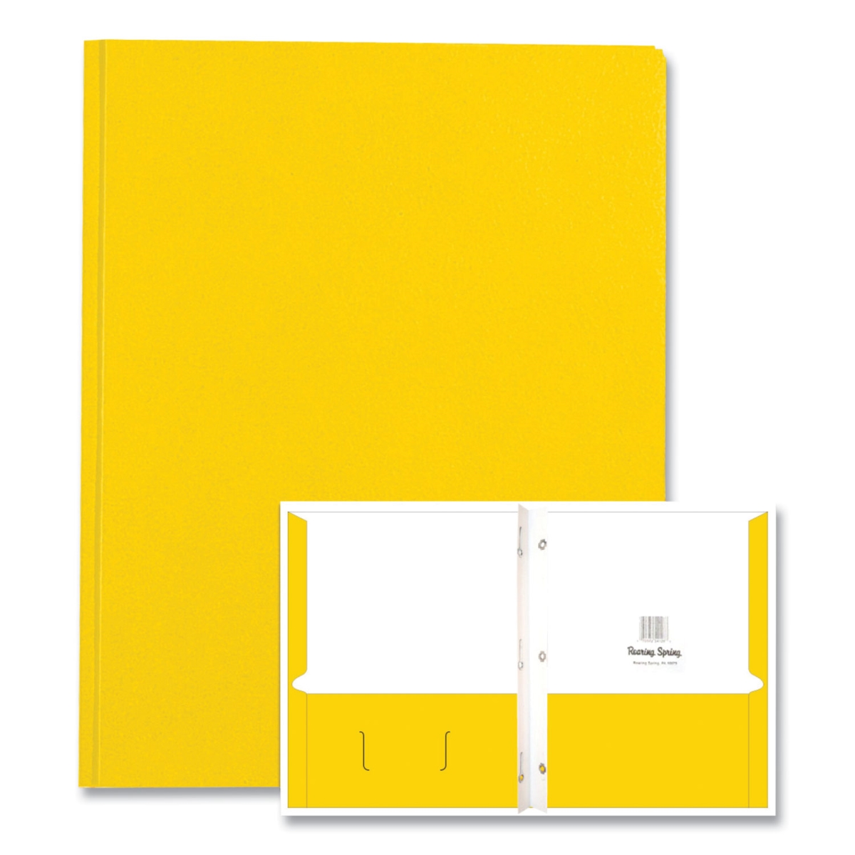 Roaring Spring ROA54125CS 11 x 8.5 in. Pocket Paper Folder with 3 Fasteners, Yellow - 0.5 in. Capacity - 25 per Box