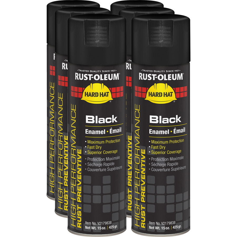 RSTV2179838CT 15 oz High Performance Enamel Spray Paint, Black - Pack of 6 -  Rust-Oleum