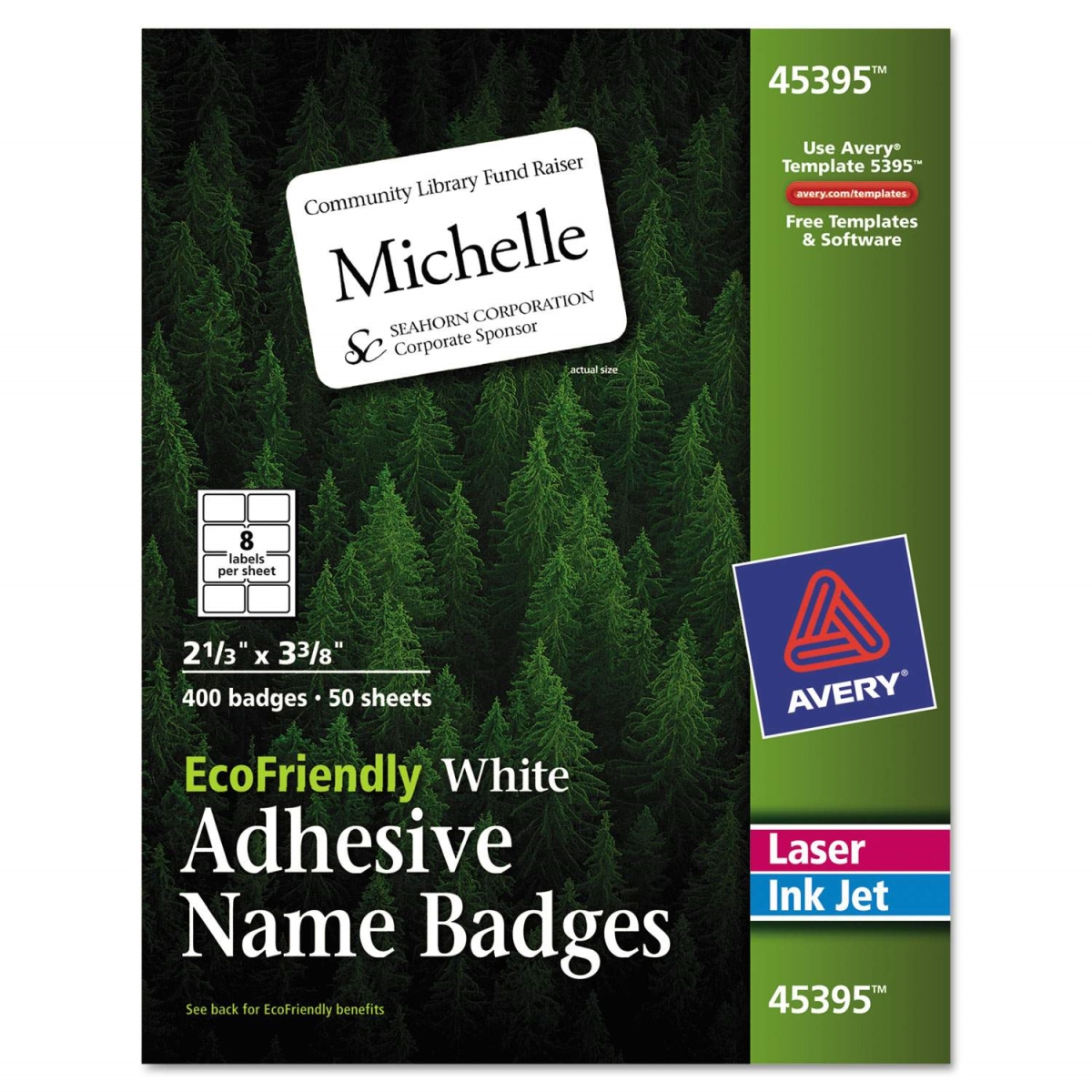 AVE25395 3.38 x 2.33 in. Ecofriendly Adhesive Name decal Labels, White