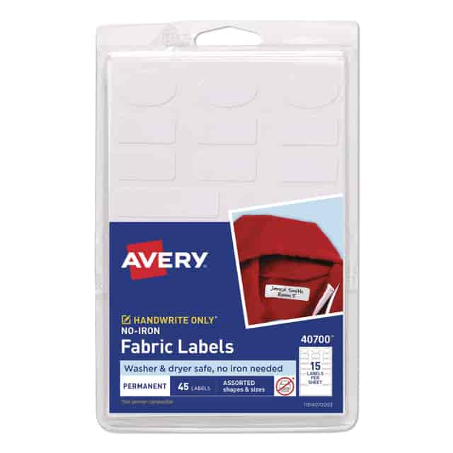 AVE40700 No-Iron Fabric Labels, White - 15 per Sheet