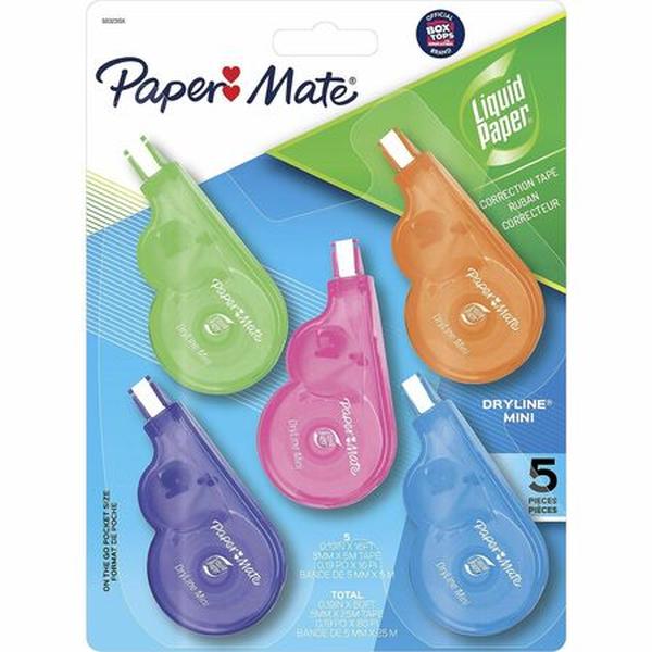 PAP5032315K Dryline Mini Grip Correction Tape, White - Pack of 5