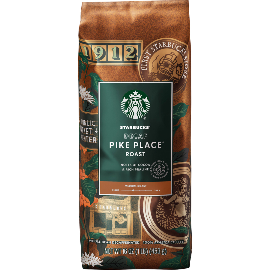 Picture of Starbucks SBK12540222 1 lbs Pike Place Decaf Whole Bean Coffee