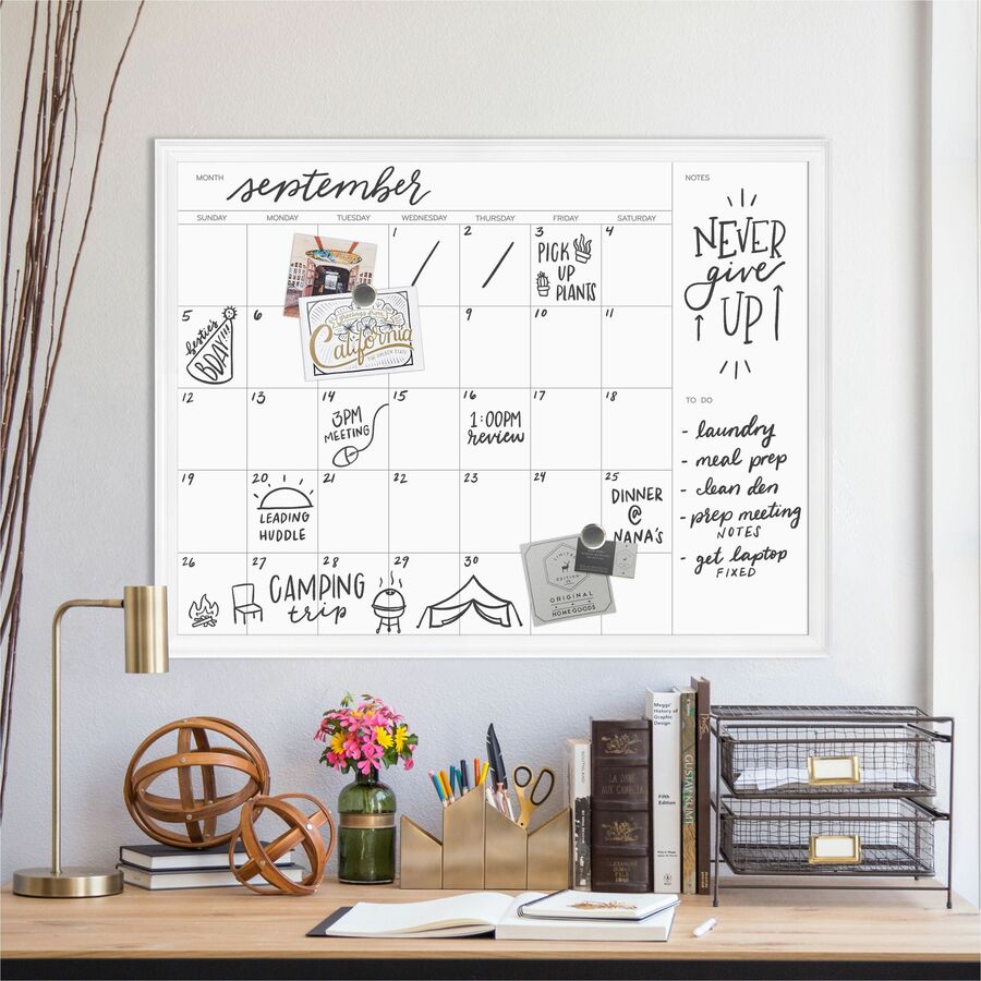 30 x 40 in. Magnetic Dry Erase Calendar - White Framed