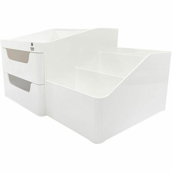 BSN11880 2 Drawer Multi-Grid Desktop Organizer, White