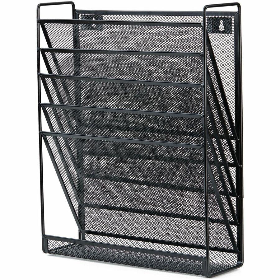 5-Pocket Wall File Organizer, Black - Steel Mesh